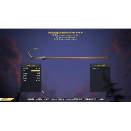 Instigating Pole Hook (+40% damage PA, 40% resist while PA) INST4040 Inst40pa 40res Pole Hook