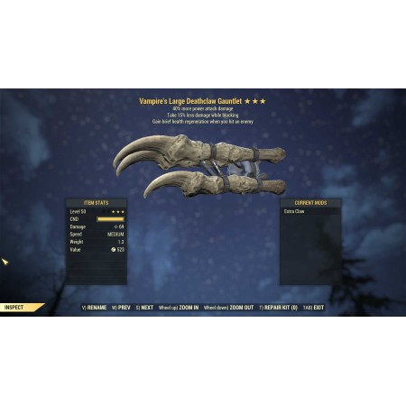 Vampire's Deathclaw Gauntlet (+40% damage PA, Take 15% less damage WB) V40pa15wb V40pa 15wb Vampire Deathclaw Gauntlet