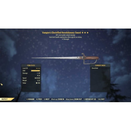 Vampire's Revolutionary Sword (+40% damage PA, +1 Strength) V40pa+1str V40PA str Vampire Revolutionary Sword