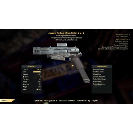 [3 Stars] Junkie's + explosive 10mm Pistol -25% AP VATS cost