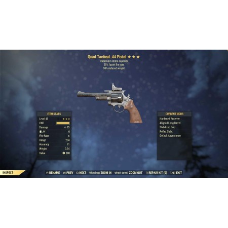 Quad .44 Pistol (25% faster fire rate, 90% reduced weight)