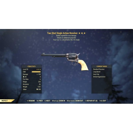 Two Shot Explosive Single Action Revolver (VATS crit fills 15% faster)