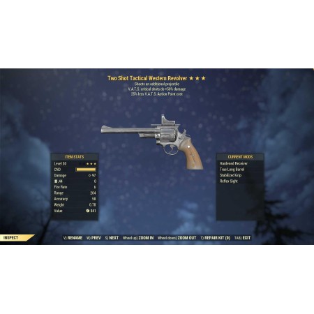Two Shot Western Revolver (+50% critical damage, 25% less VATS AP)