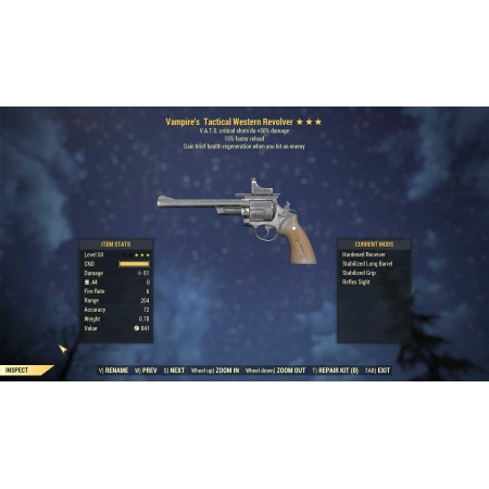 Vampire's Western Revolver (+50% critical damage, 15% faster reload)