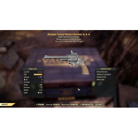 Bloodied Explosive Western Revolver (VATS crit fills 15% faster) BE15 BE 15fills Western Revolver