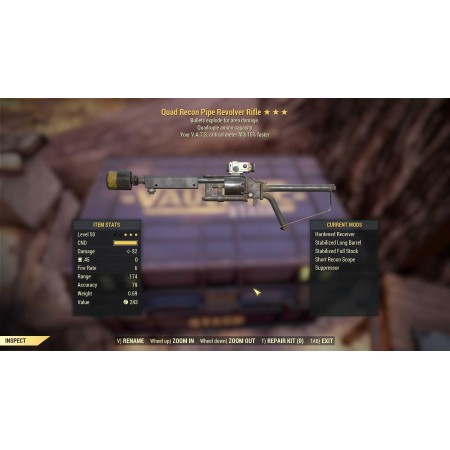 Quad Explosive Pipe Revolver (VATS crit fills 15% faster)